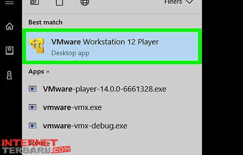 Cari dan  Buka VMware Player 