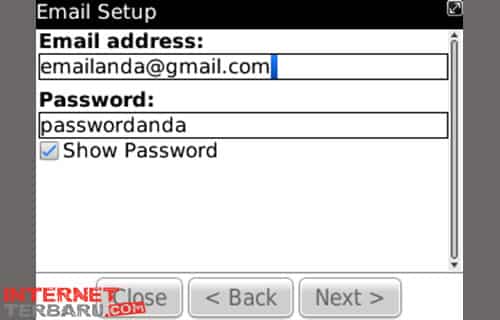 Password Gmail Blackberry